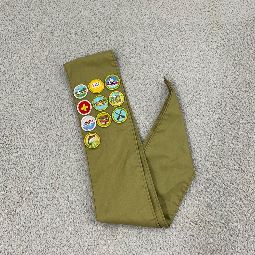 Vintage Boy Scouts Of America BSA Sash With 10‎ Merit Badges